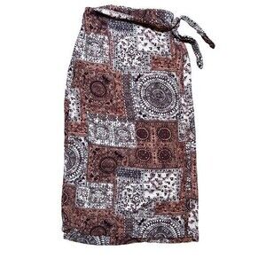 Coldwater Creek Rayon Vintage Y2K Hippie Tapestry Maxi Wrap Dress Size PS